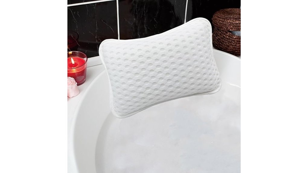 white tub bath pillow
