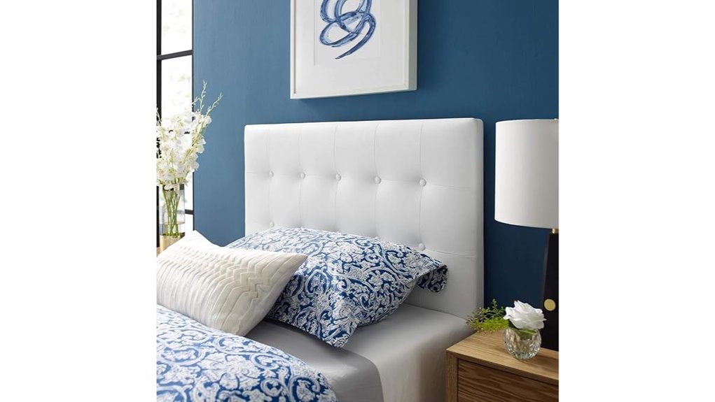 white tufted faux leather headboard