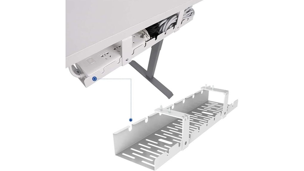 white under desk metal cable tray
