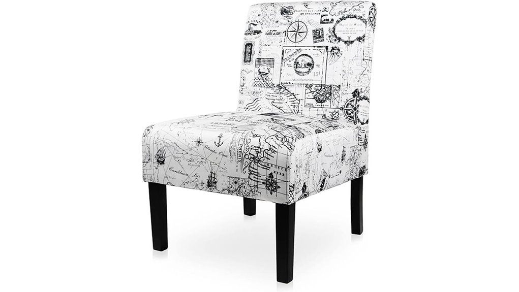 white velvet armless accent chair