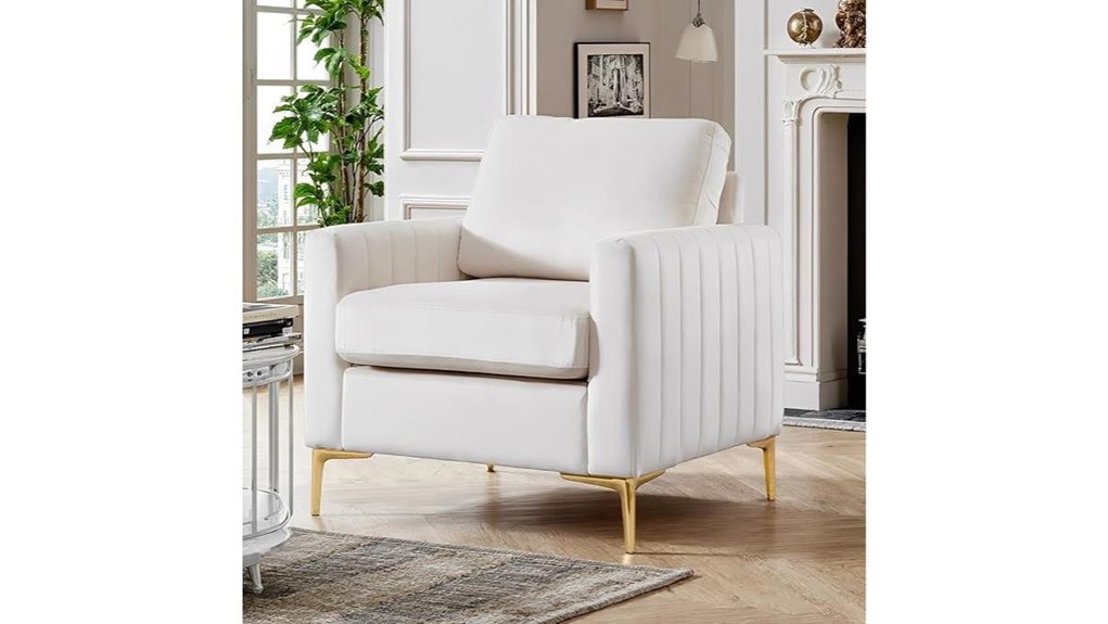 white velvet chair with legs