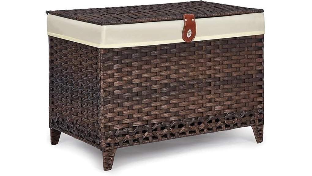 wicker storage basket with lid