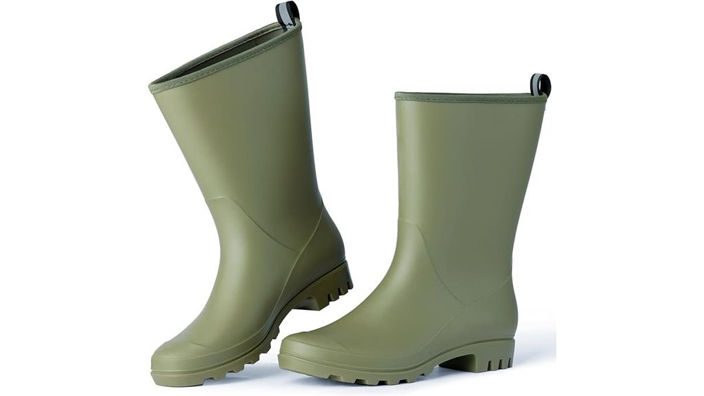 wide calf waterproof mid height boots