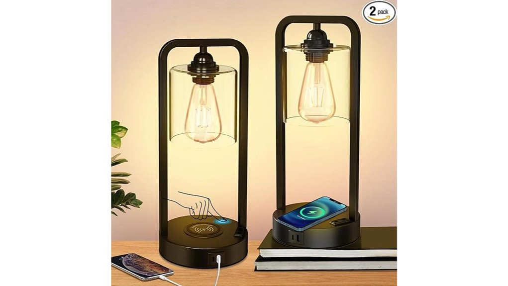 wireless usb c dimmable bedside lamps