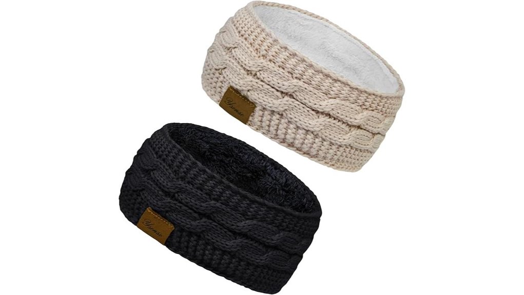 women s fleece lined cable headbands