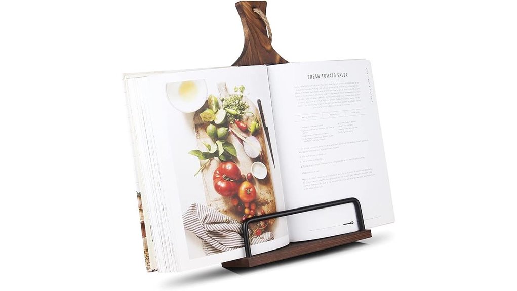 wooden adjustable cookbook and ipad stand