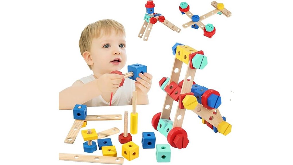 wooden montessori nut and bolt toy