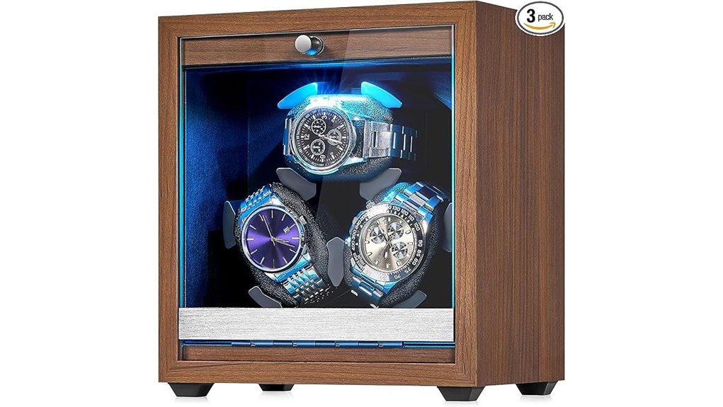 wooden three watch automatic winder