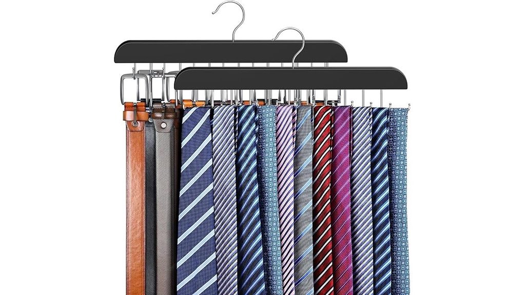 wooden two pack tie and belt organizer