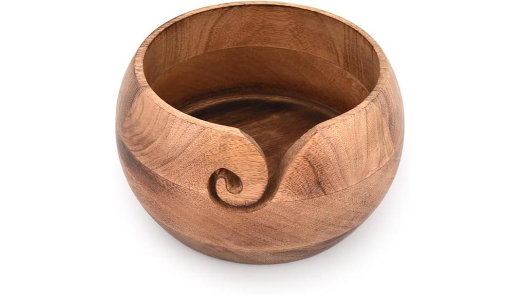 wooden yarn bowl for knitting
