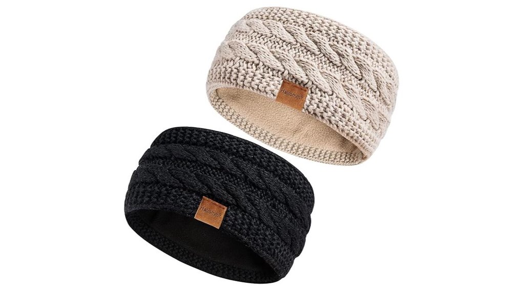 wool fleece lined winter headbands