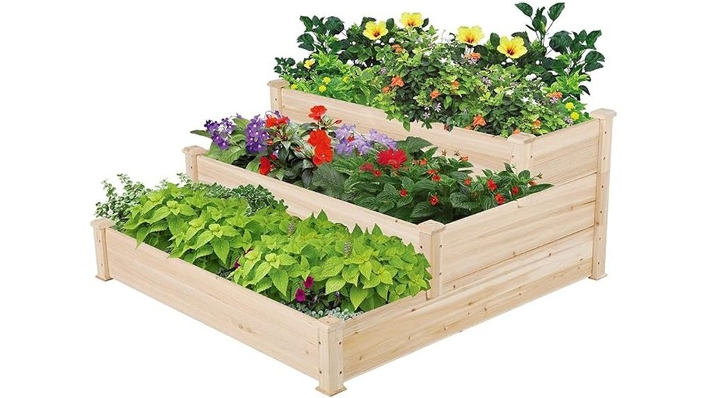 yaheetech three tier wooden planter