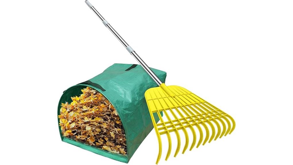yellow 12 tine detachable leaf rake