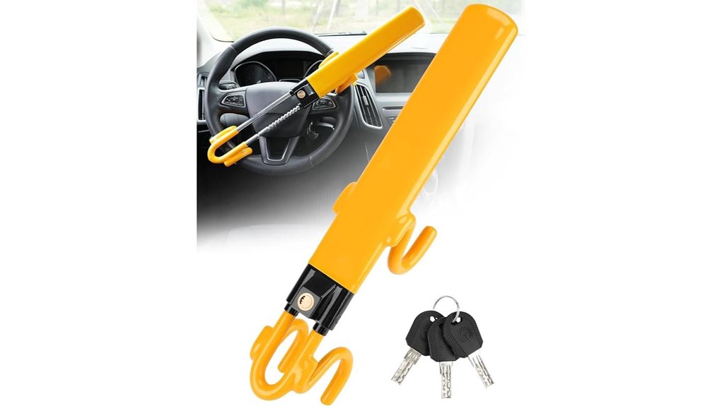 yellow heavy duty steering wheel lock