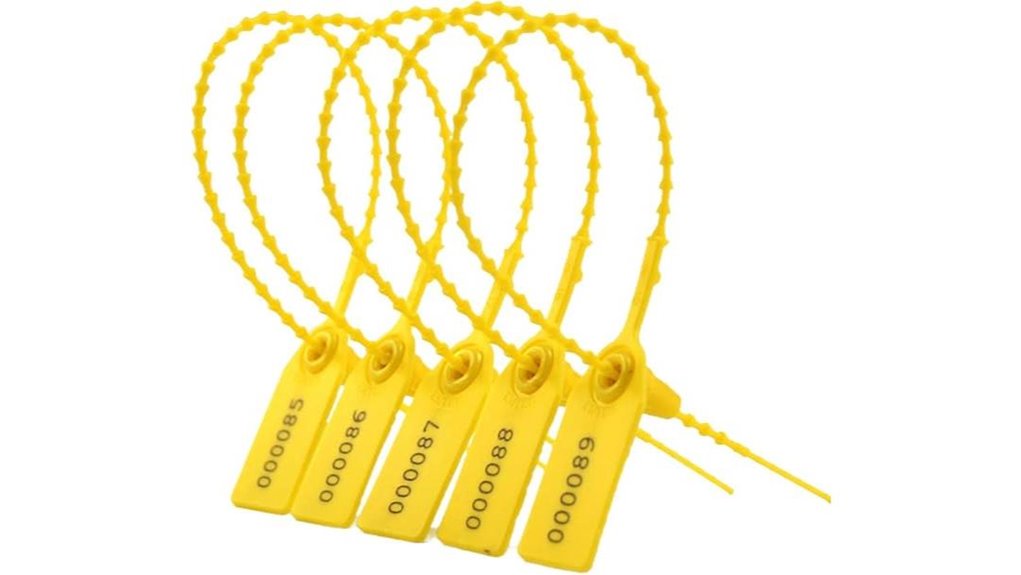 yellow numbered tamper evident zip tie seals