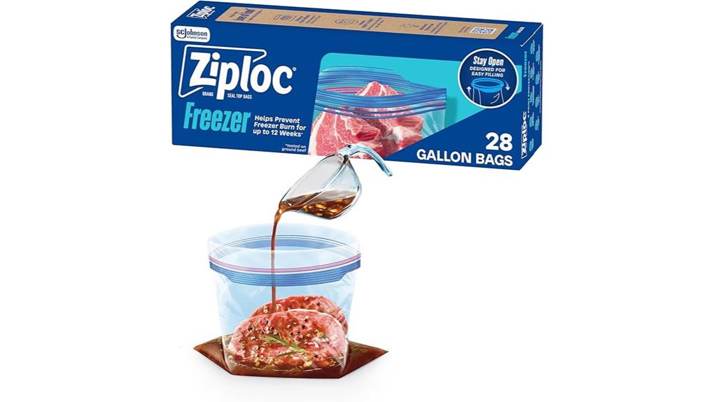 ziploc gallon freezer stay open
