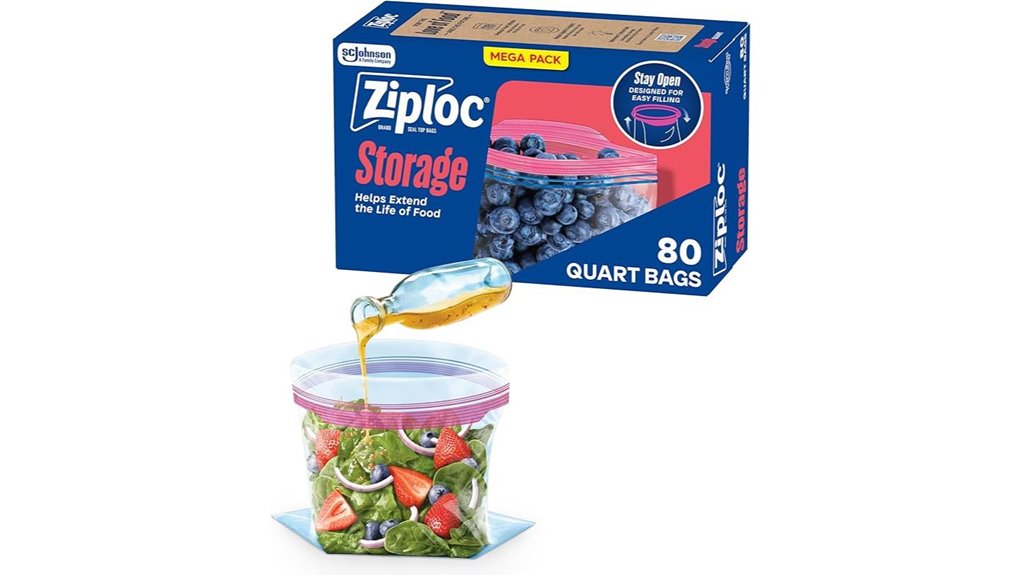 ziploc quart stand up bags